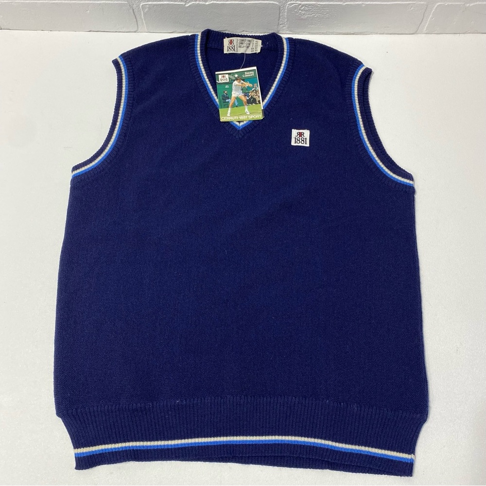 NEW - VINTAGE - Cerruti 1881 Sport Jimmy Connors Tennis Vest - Blue - Size 32